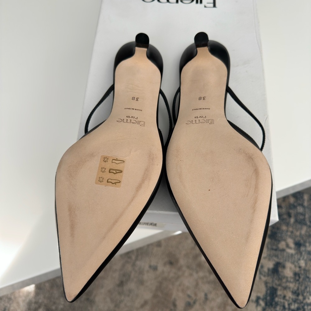 Elleme Black Leather Mules - Picture 6 of 8